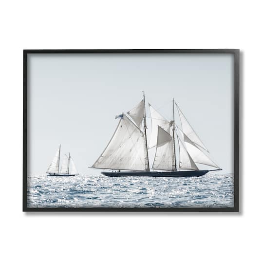 Stupell Industries Traditional Sailboat Vessel Boat on Water Photography Framed Wall Art